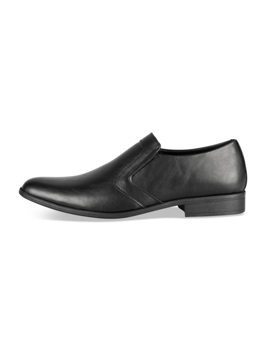 Black slip-on dress shoes