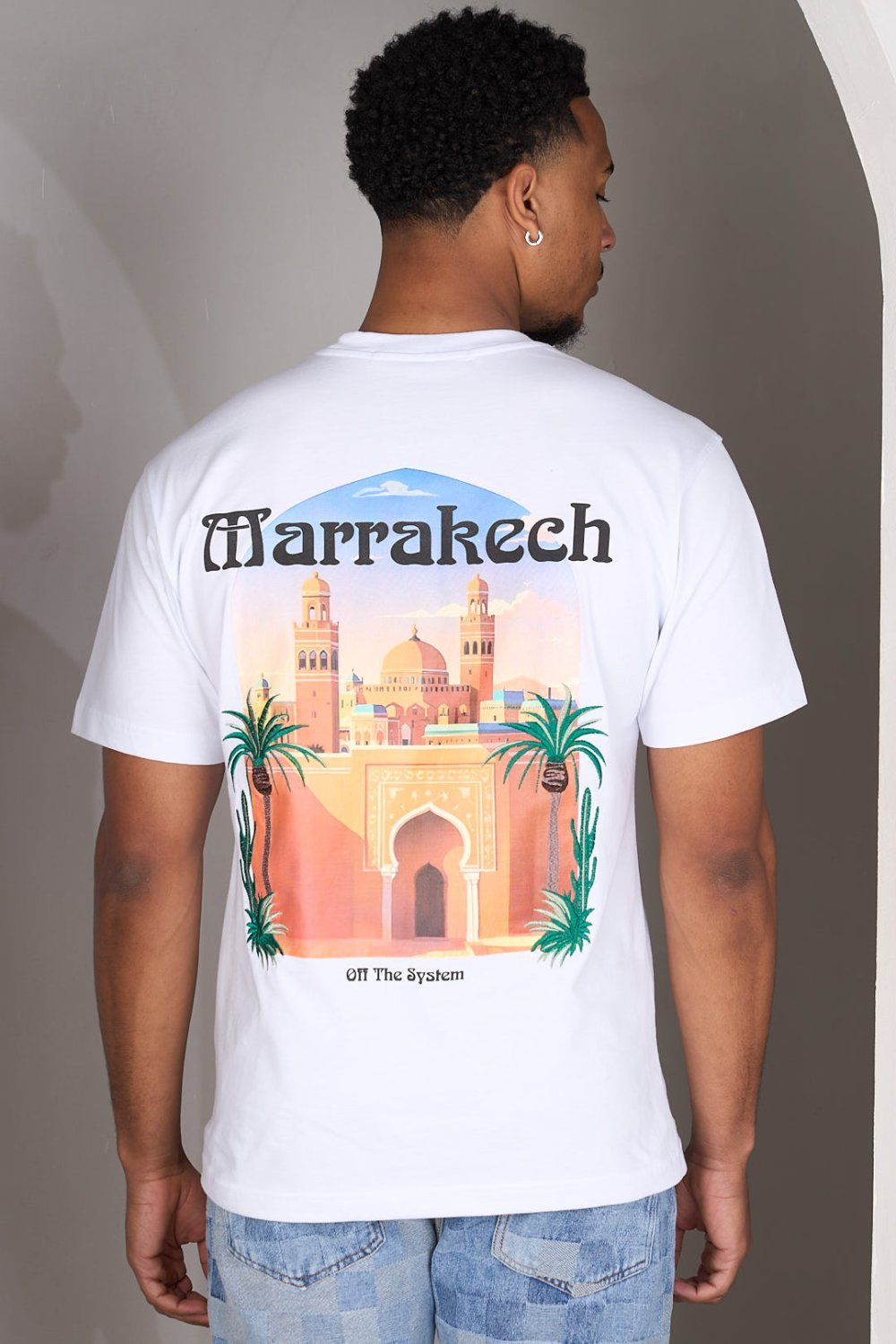 White Marrakech print t-shirt