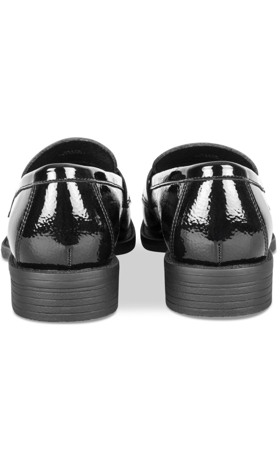 Black crinkle patent loafers