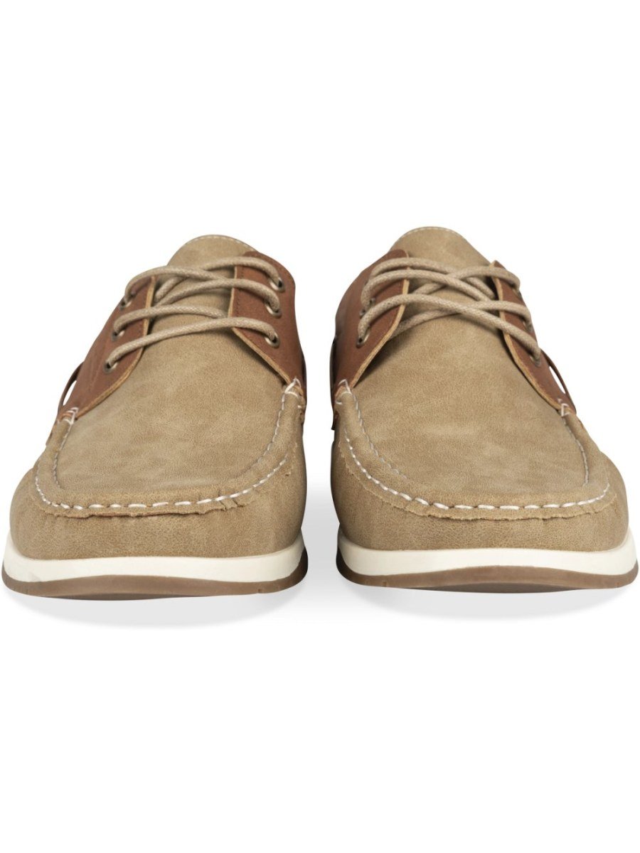 Beige two-tone boat shoes