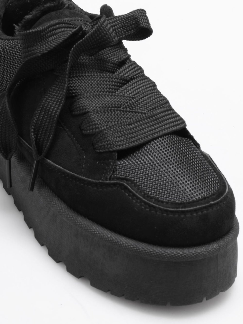 Baskets de skate à plateforme en suédine noires