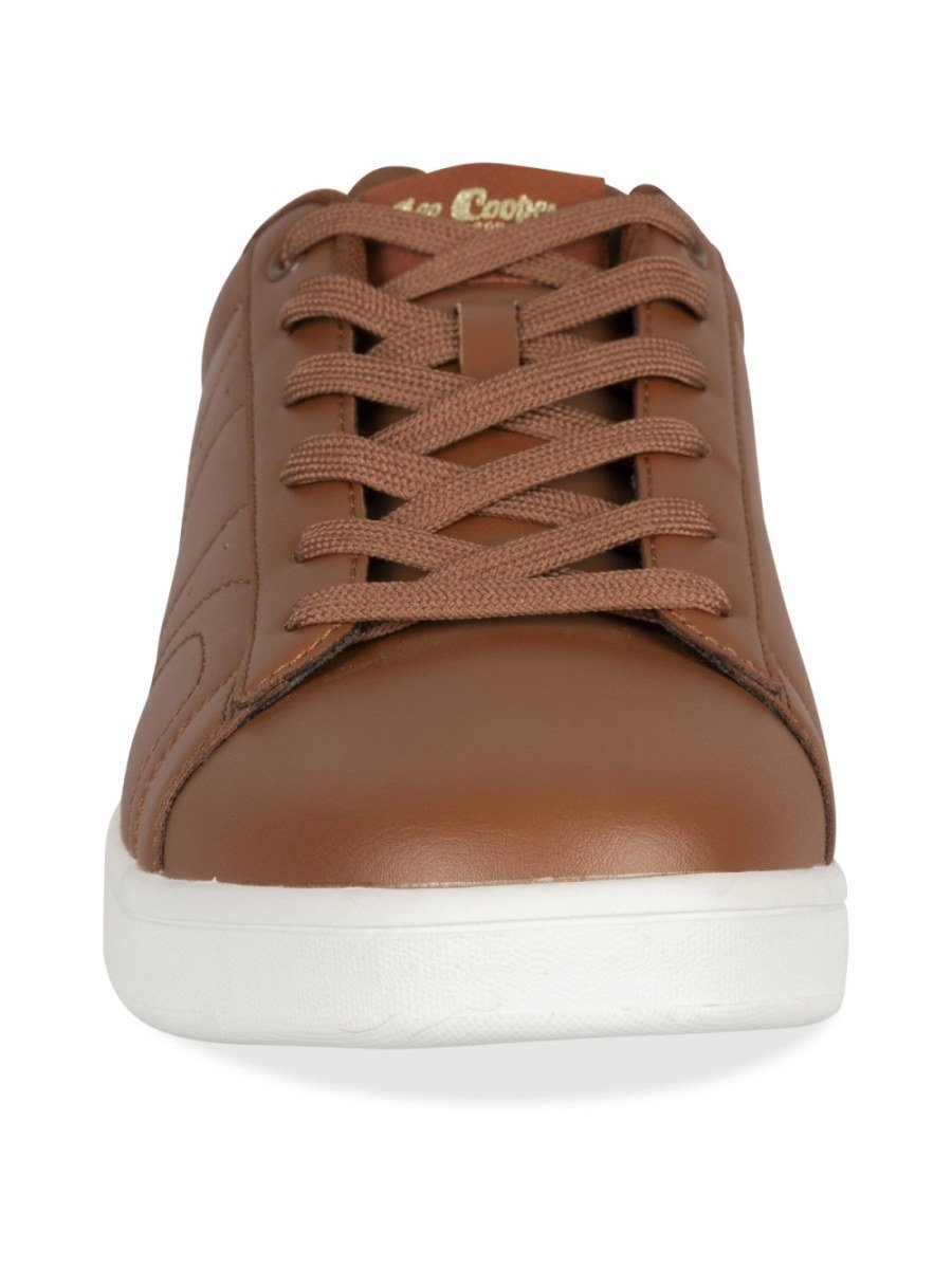 Baskets à surpiqûres latérales cognac