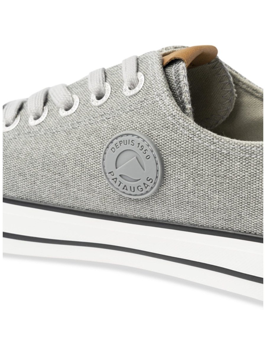 Grey canvas sneakers with toe cap