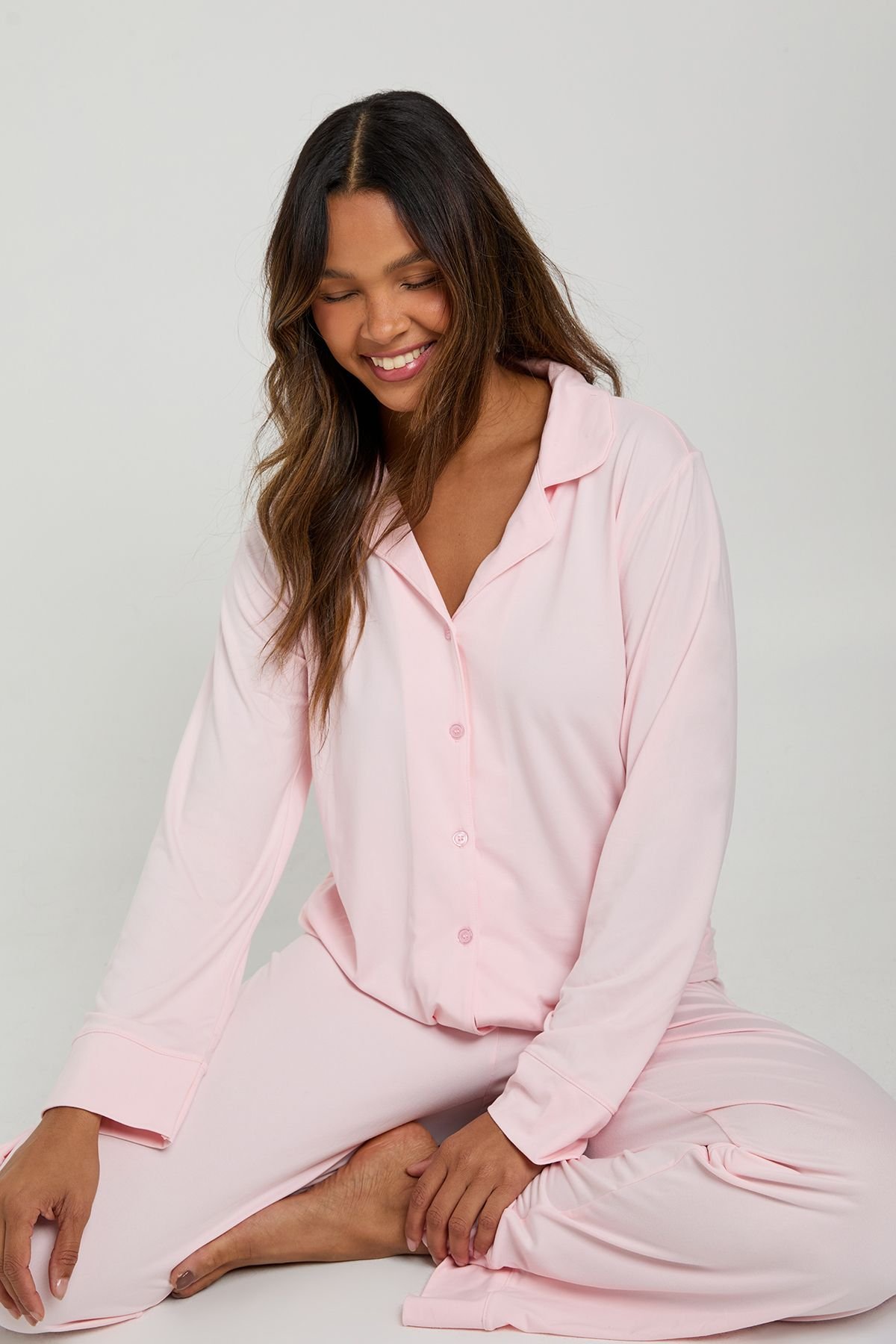Soft touch shirt and trouser pyjama set