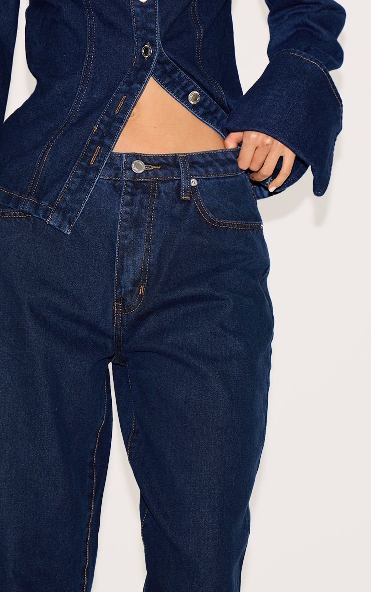 Jean mom taille haute indigo