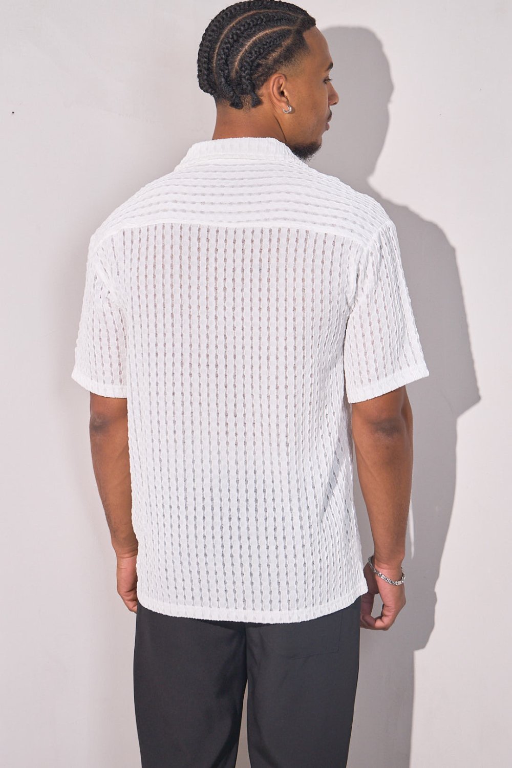 Chemise en crêpe gaufré blanche