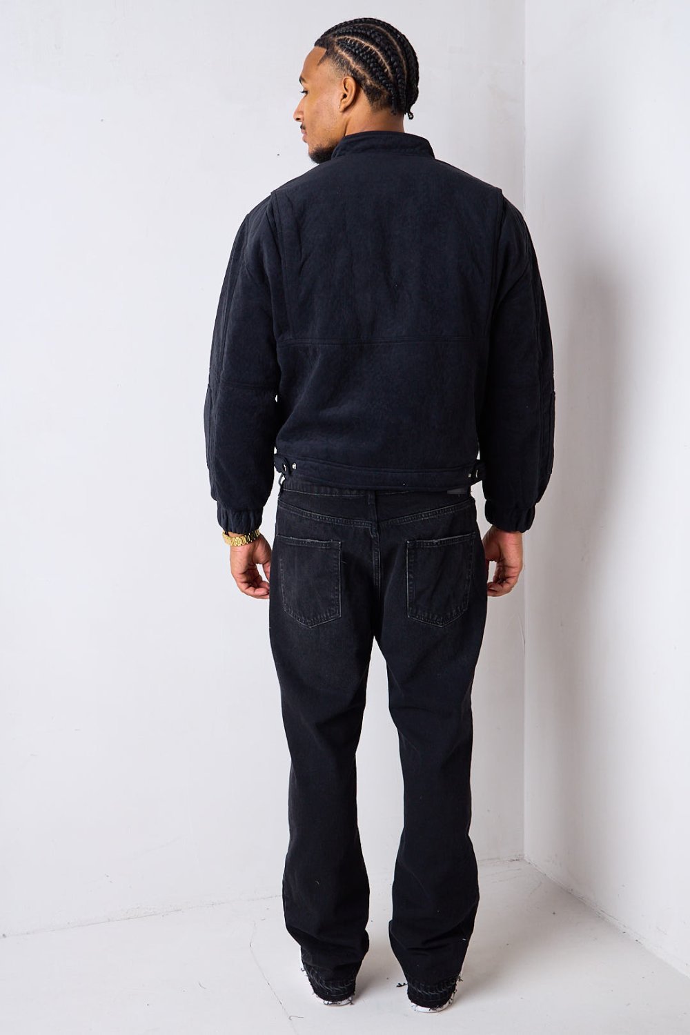 Black velvet-effect transitional bomber