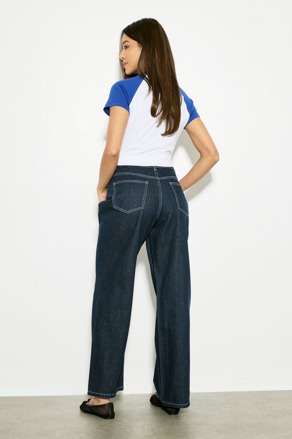 Jean droit taille haute indigo