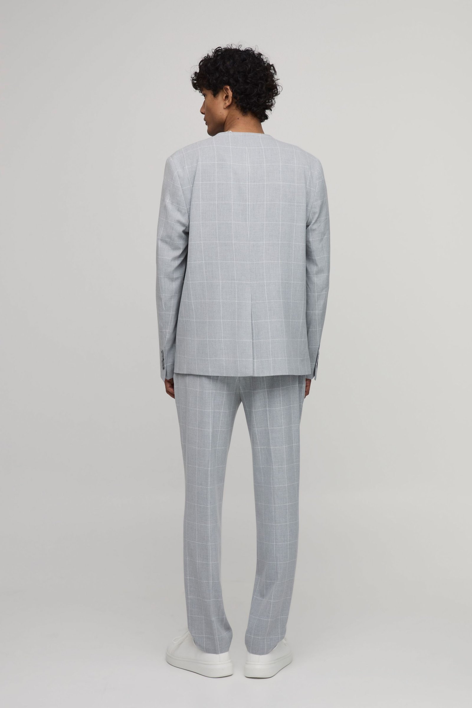 Pantalon droit ajusté b carreaux fenêtre