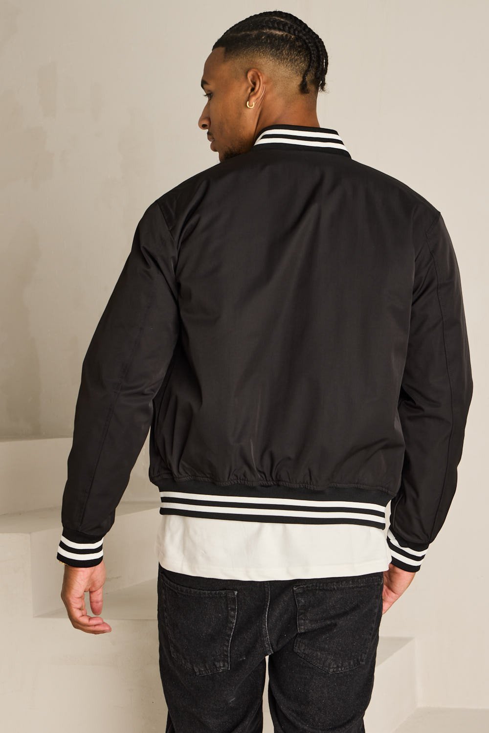 Bomber ample à boutons noir