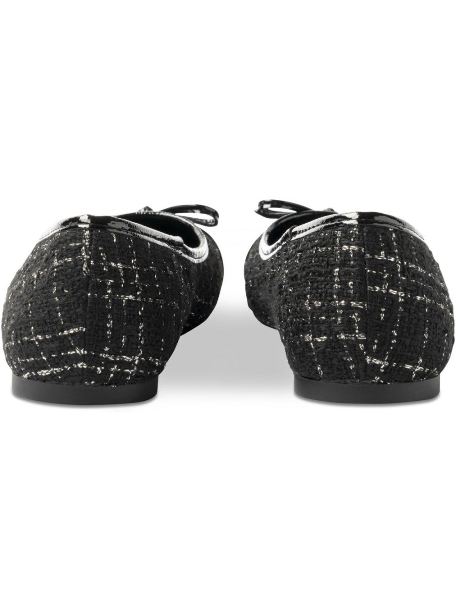 Black tweed-effect ballerinas, patent toe