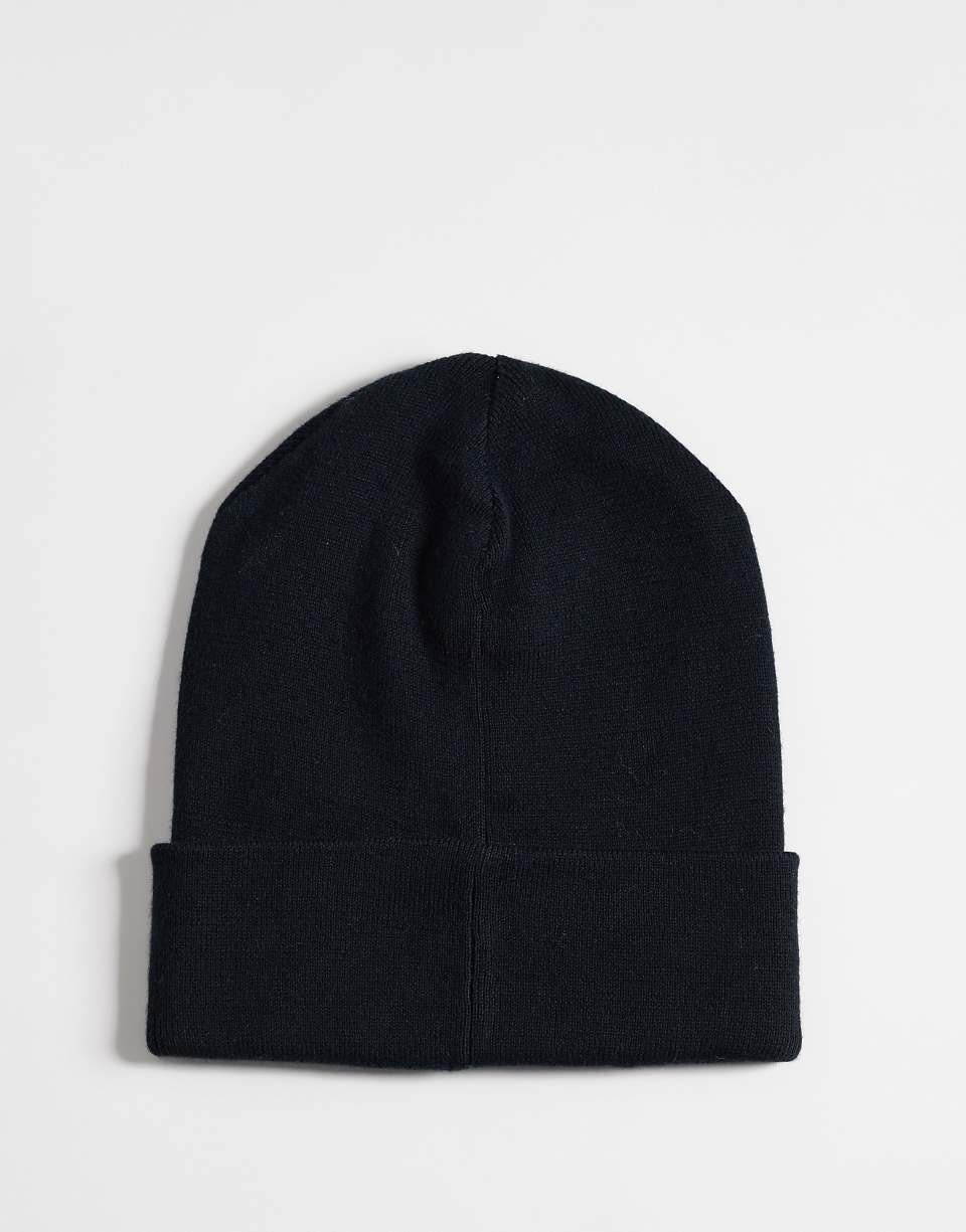 Bonnet en maille en laine mérinos avec logo icon noir