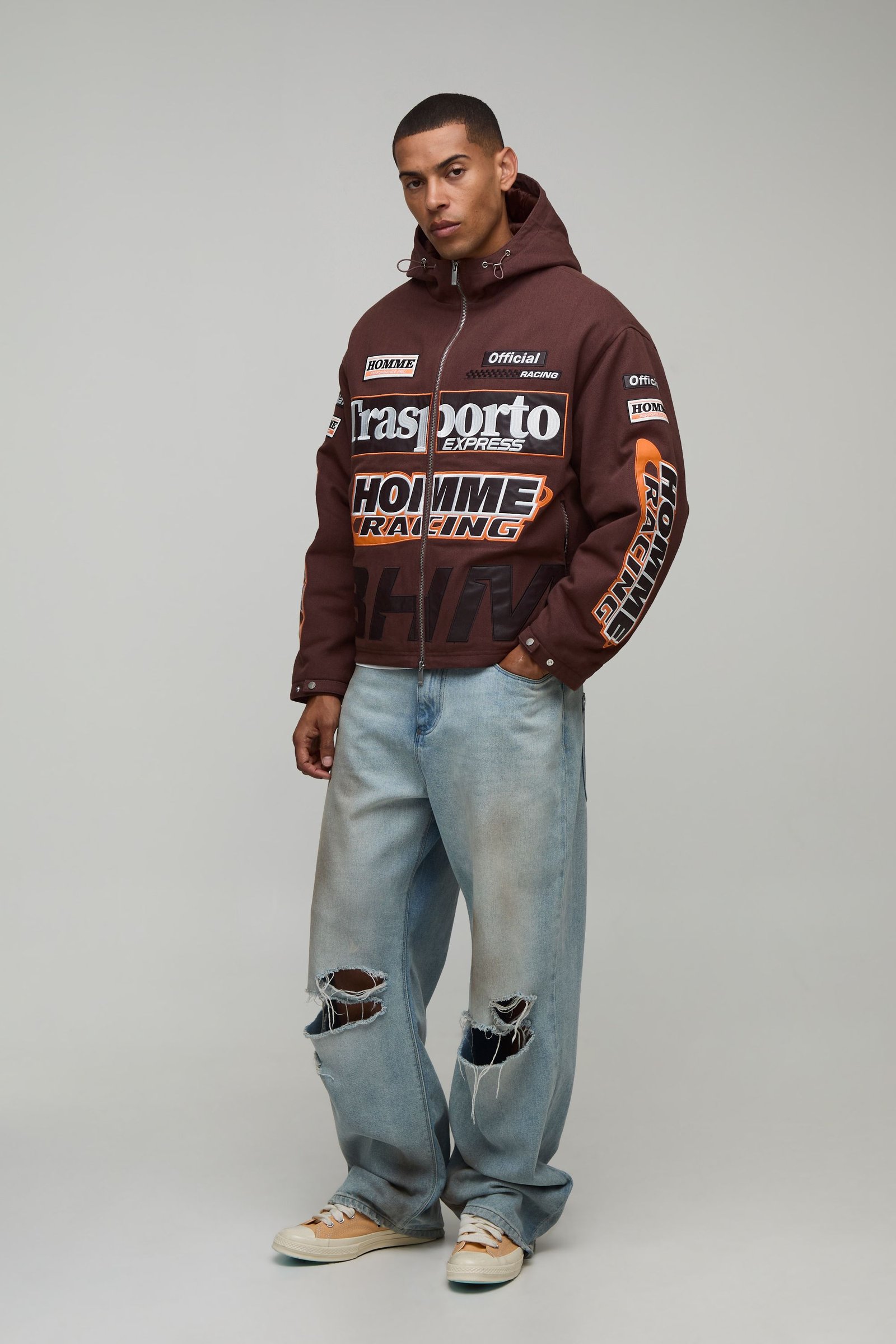 Cagoule À Capuche Pointue En Sergé Avec Appliqué MAN Coupe Oversize Homme
