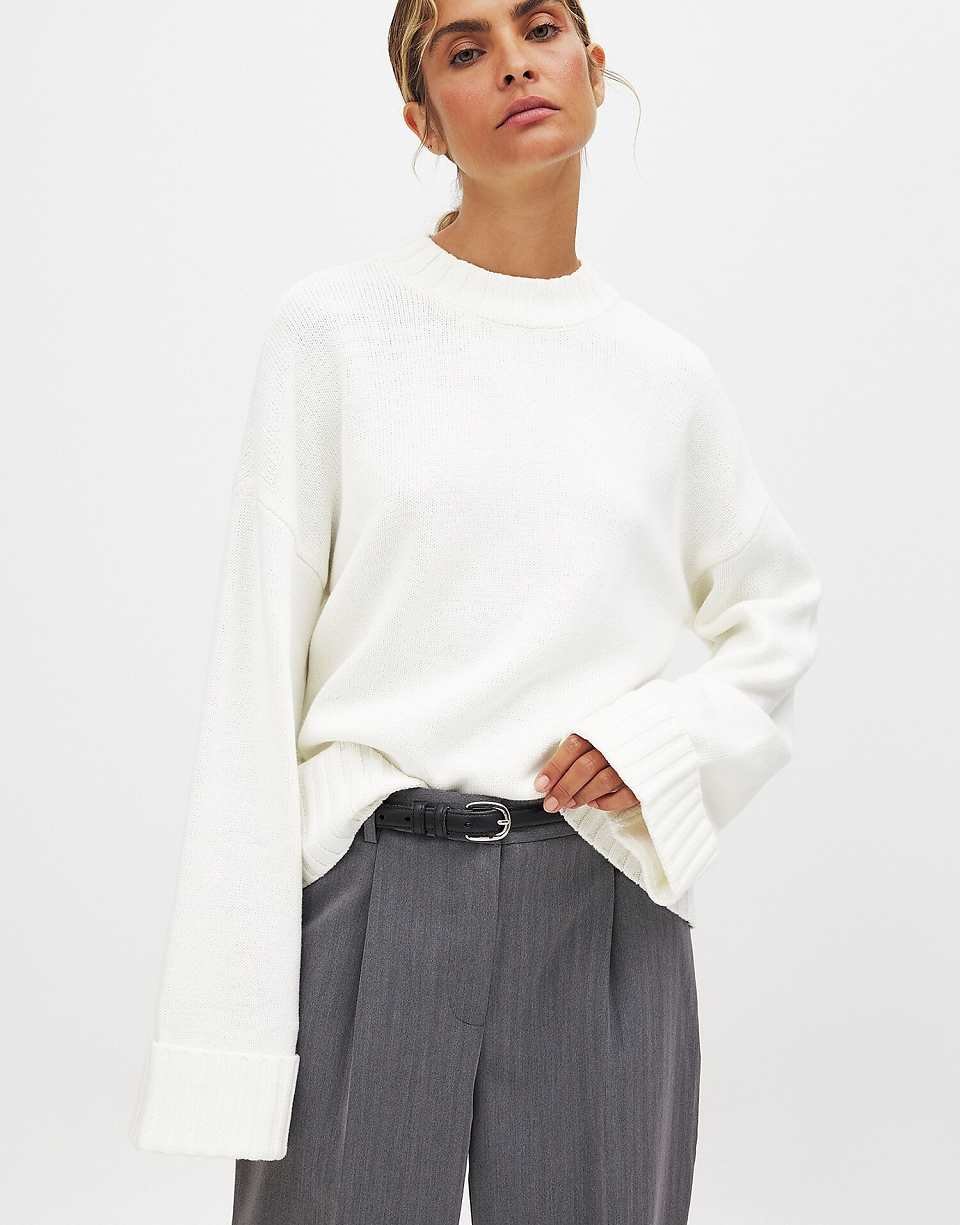 Pull tricot b kmam mtwiyin, écru