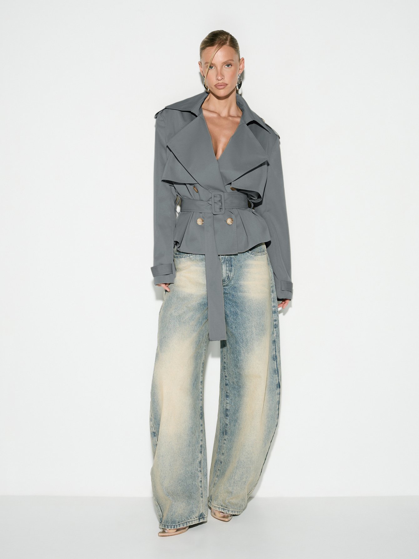 Manteau trench 9sir double boutonnage b ceinture