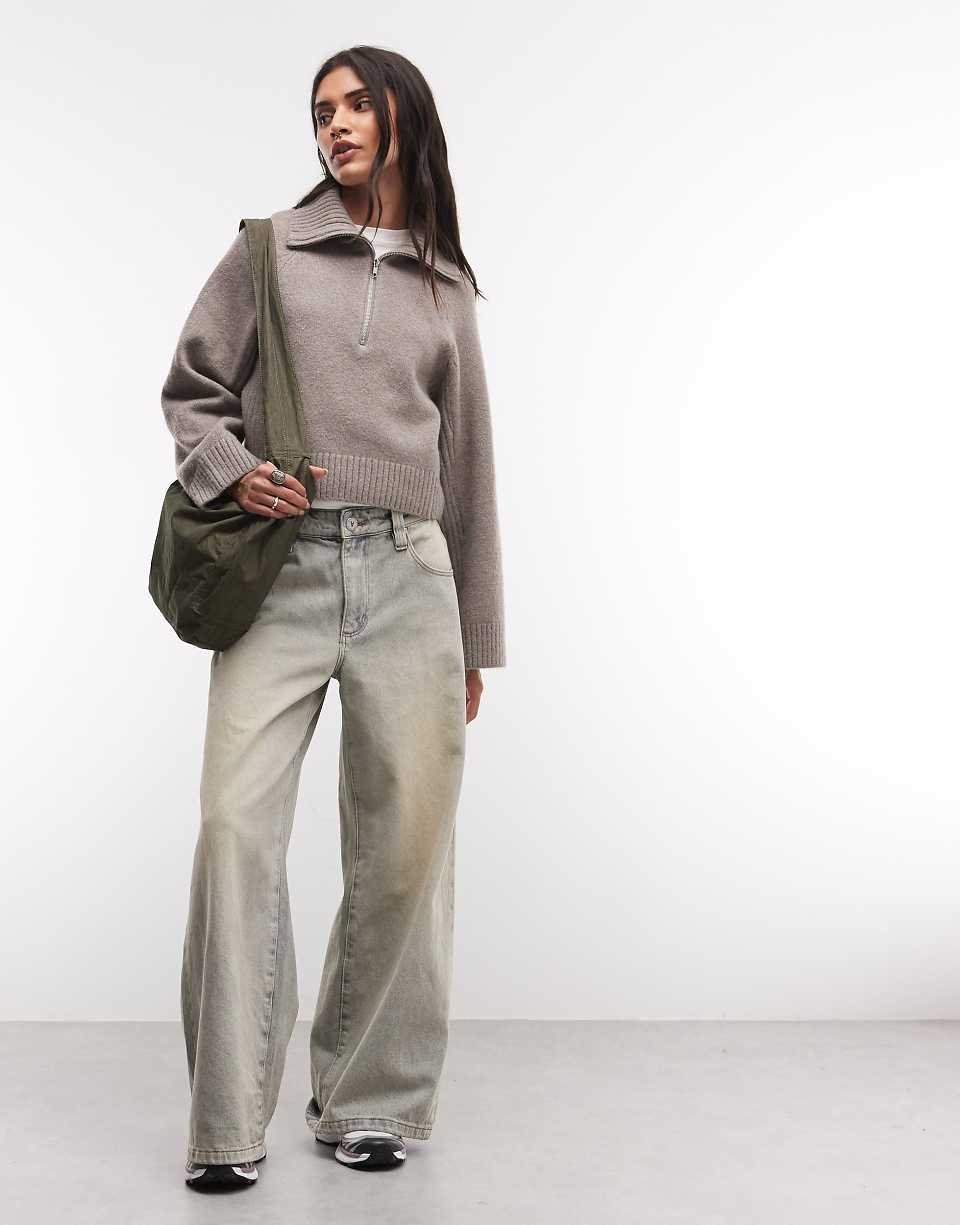 Pull à demi-zip en mink