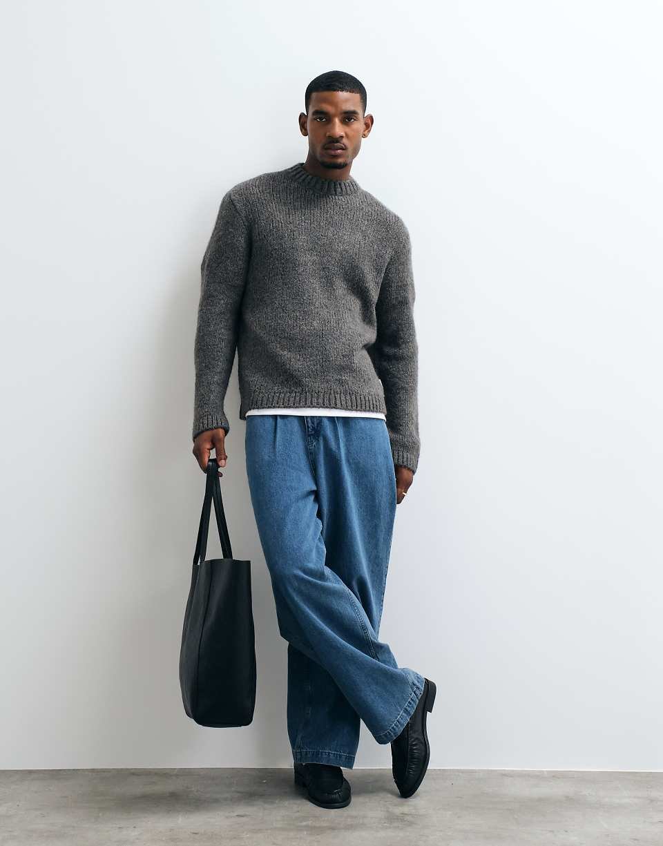 Pull tricot oversize gris