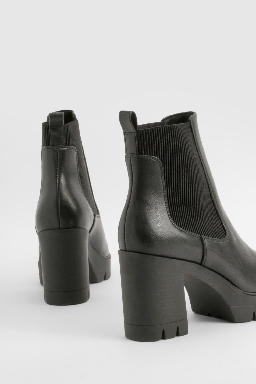 Bottines Chelsea à talon bloc noires - Pied large