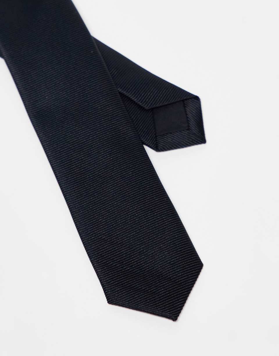 Skinny satin tie - Black