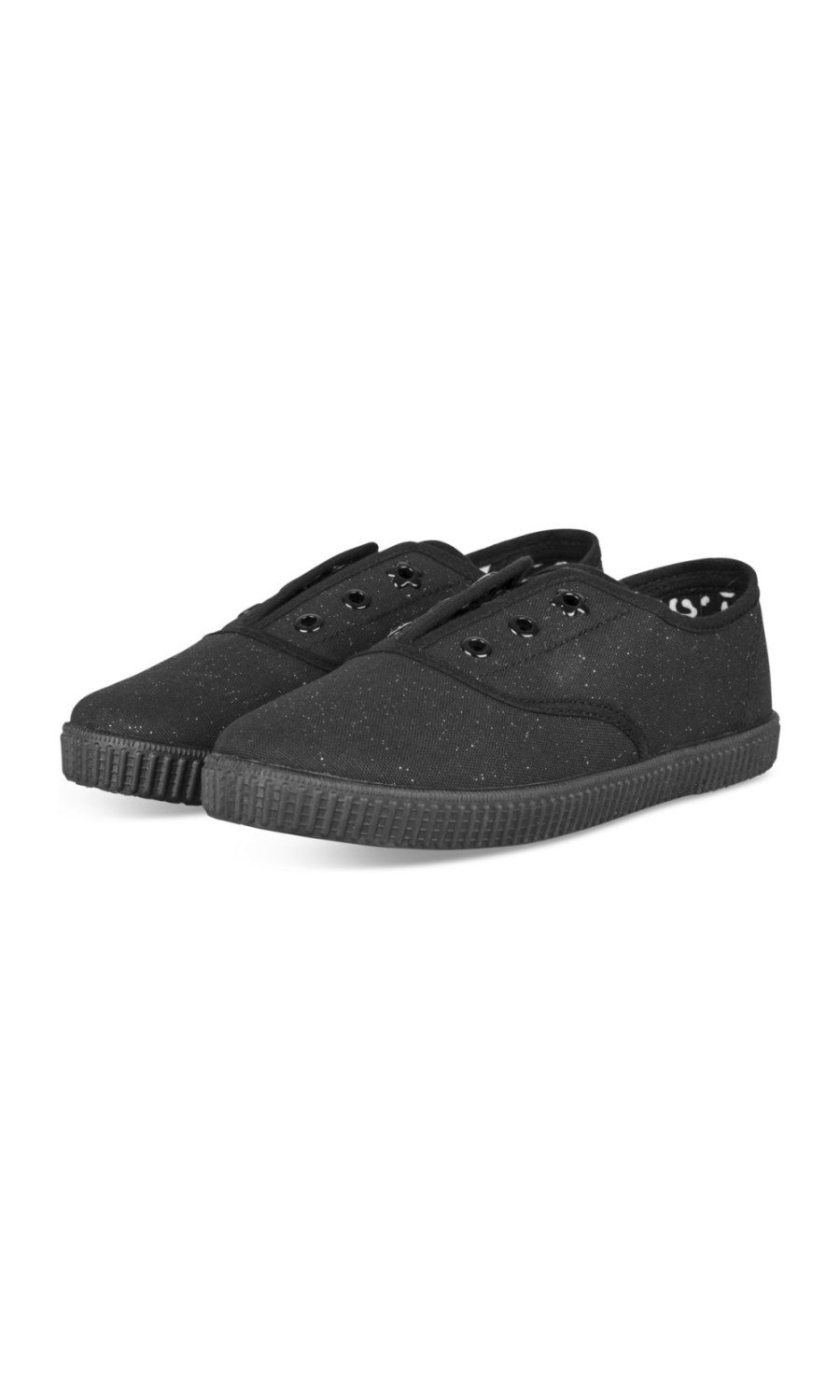 Black glitter canvas plimsolls