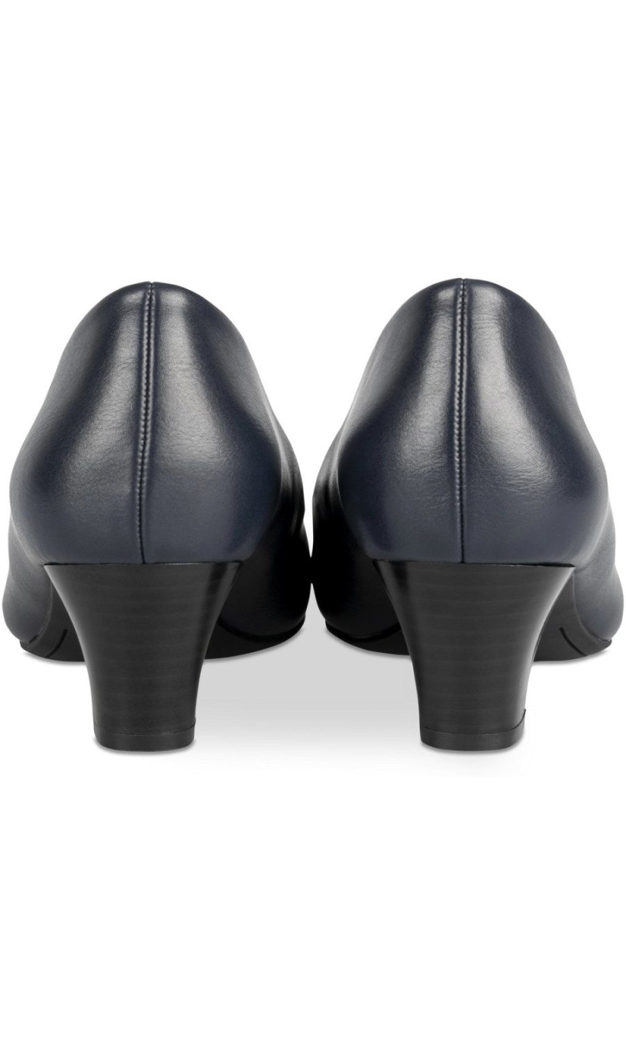 Navy flared-heel round-toe pumps