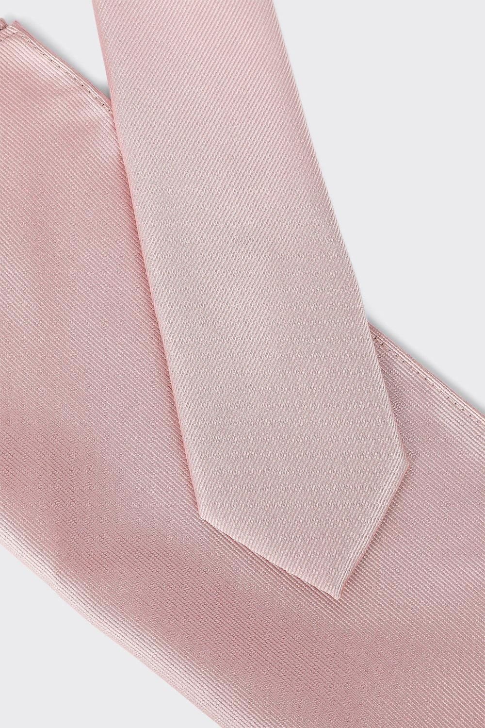 Ensemble cravate slim w pochette rose fat7