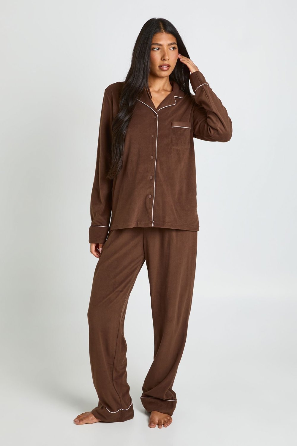 Fleece shirt and trouser pyjama set - Tall