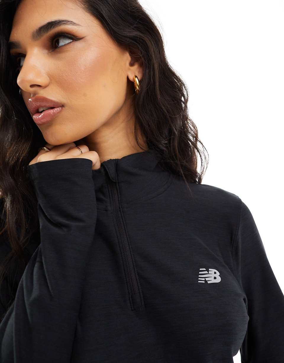 Zip-neck sweatshirt top - Black