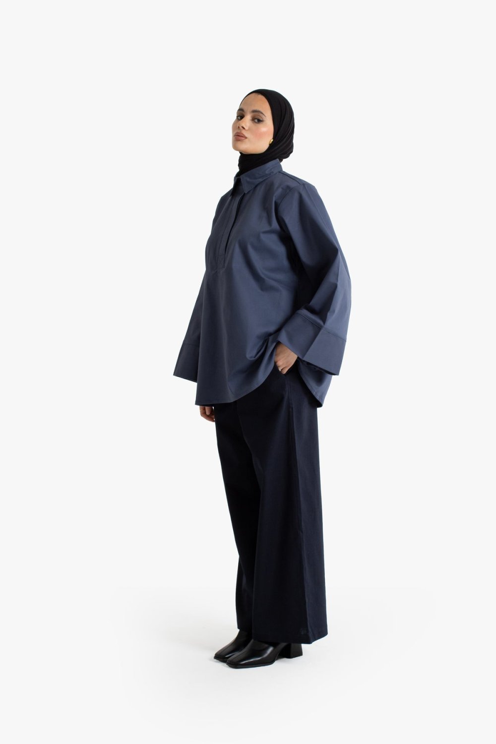 Haut wase3 b col chemise, coton - Zre9 marine