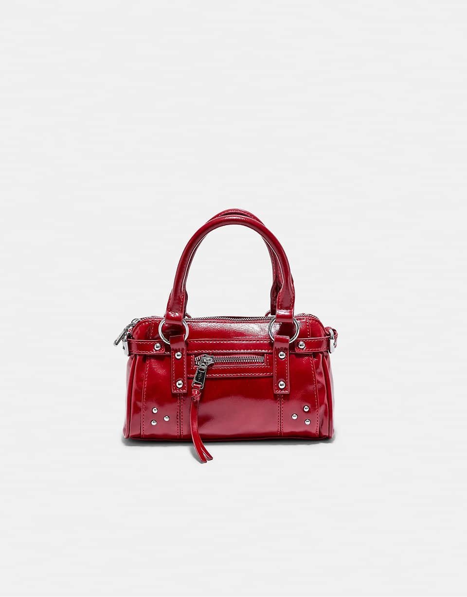 Sac bandoulière b poche w clous, lon rouge