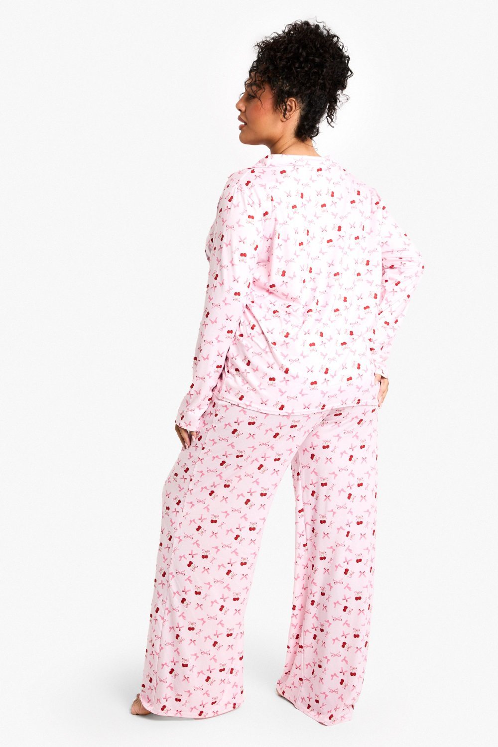 Cherry print top and trouser pyjama set - Plus size