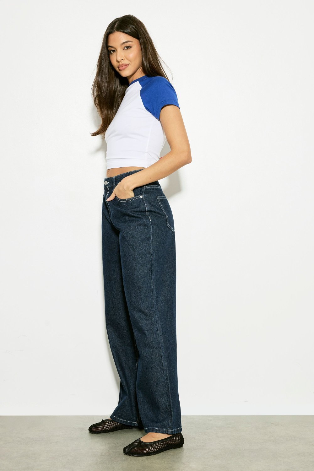 Jean droit taille haute indigo
