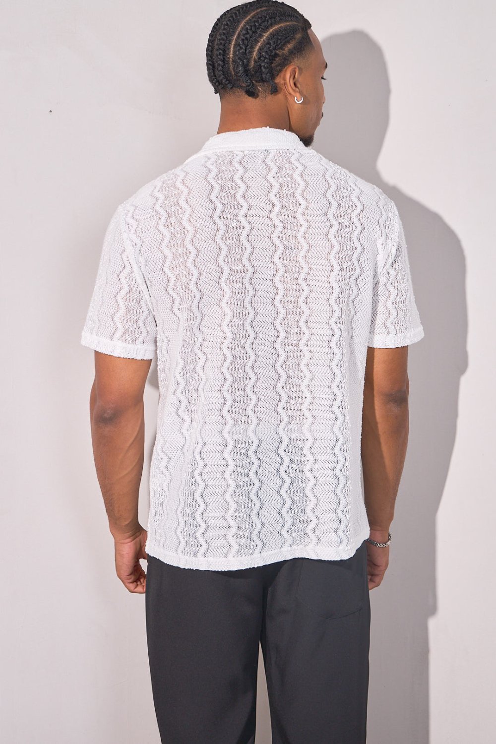 Chemise en maille à motifs blanche