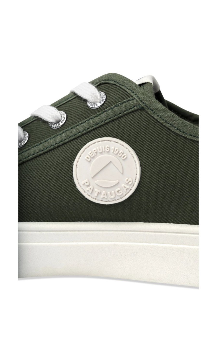 Dark green canvas sneakers with rubber toe