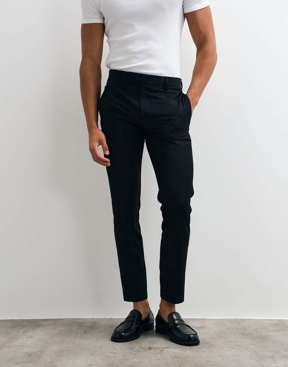 Pantalon de costume skinny en laine lavable en machine - Noir
