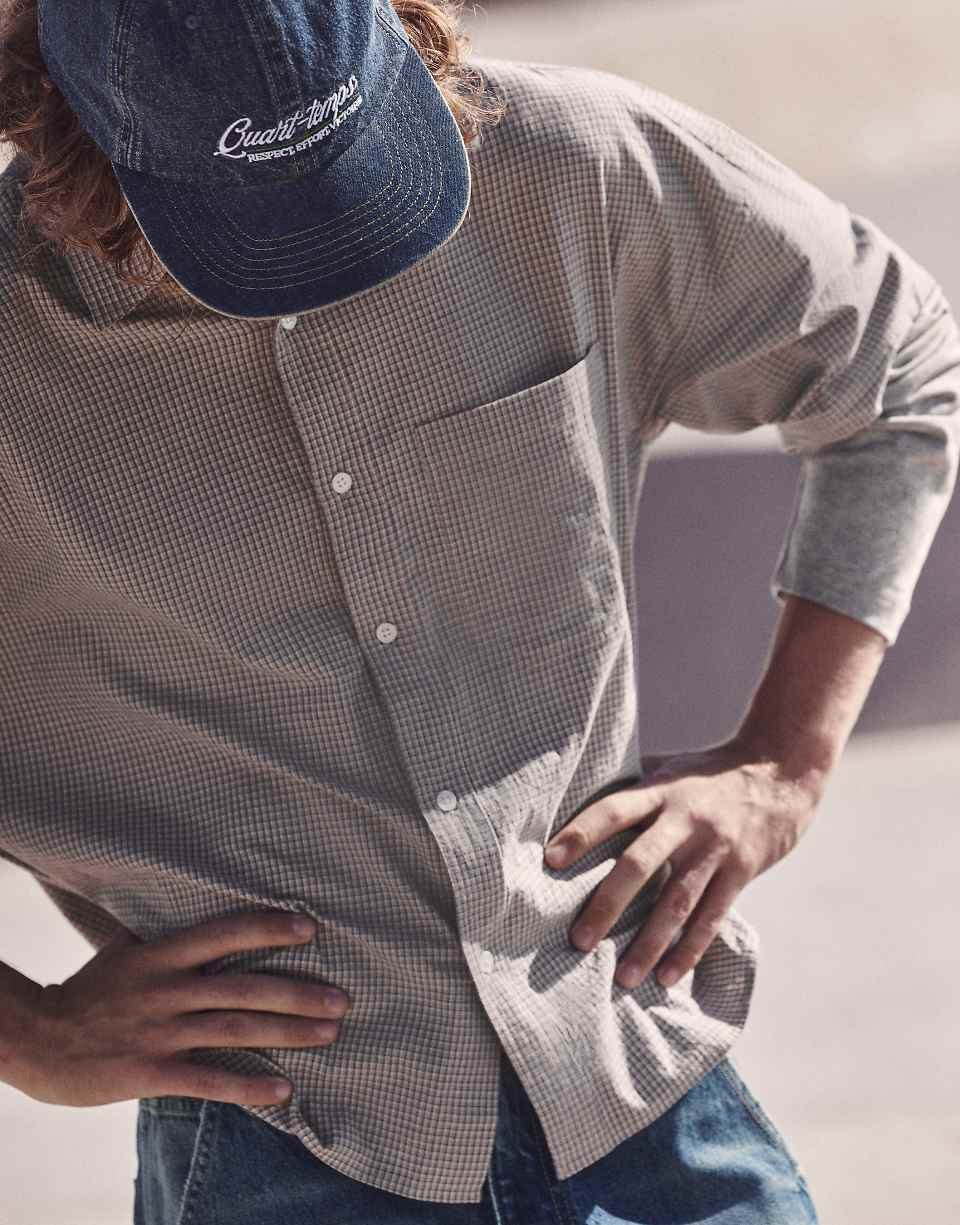 Chemise b double manchette carreaux - Byed w rmadi