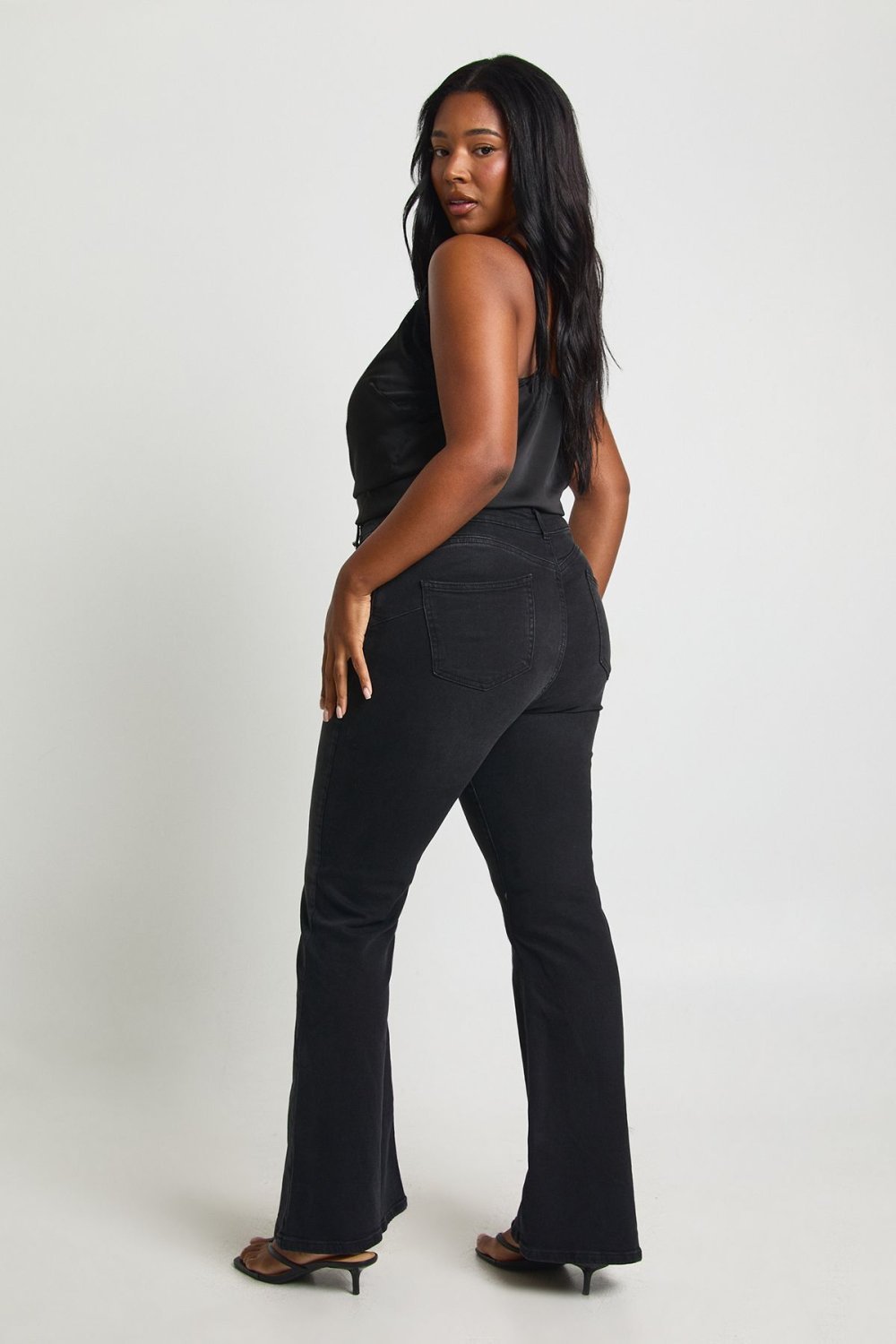 Jean évasé taille haute k7el delavé - Grande taille