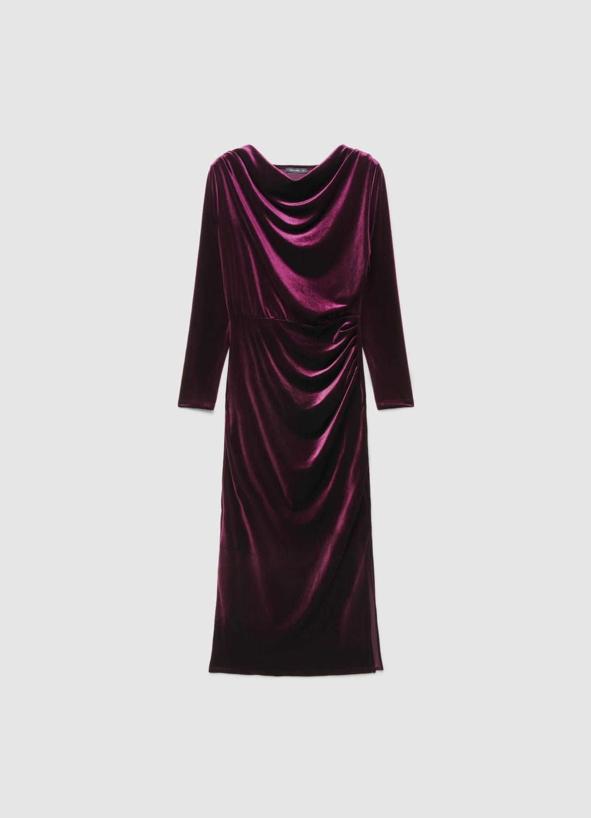 Robe midi drapée velours côtelé