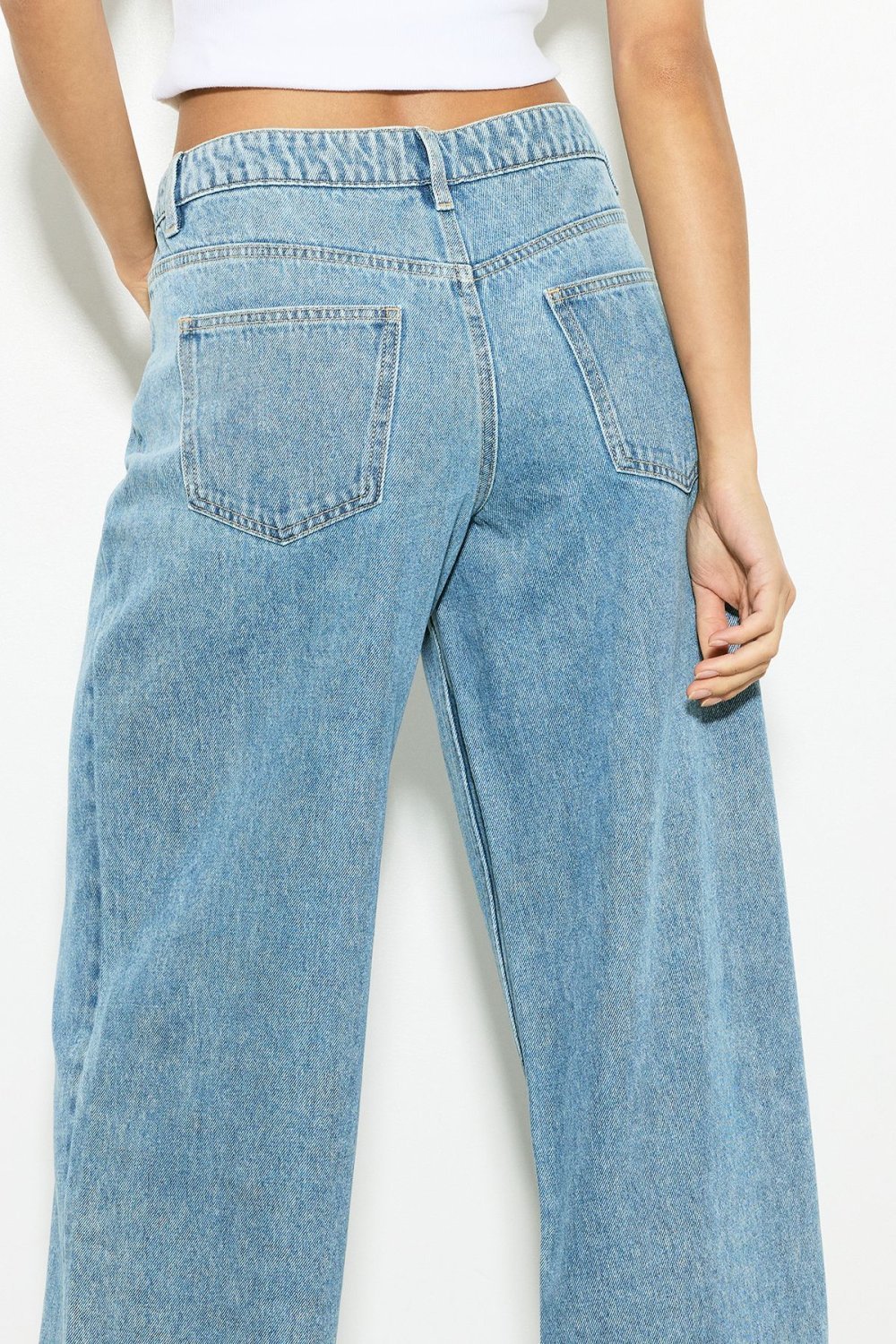 Mid blue mid-rise boyfriend jeans