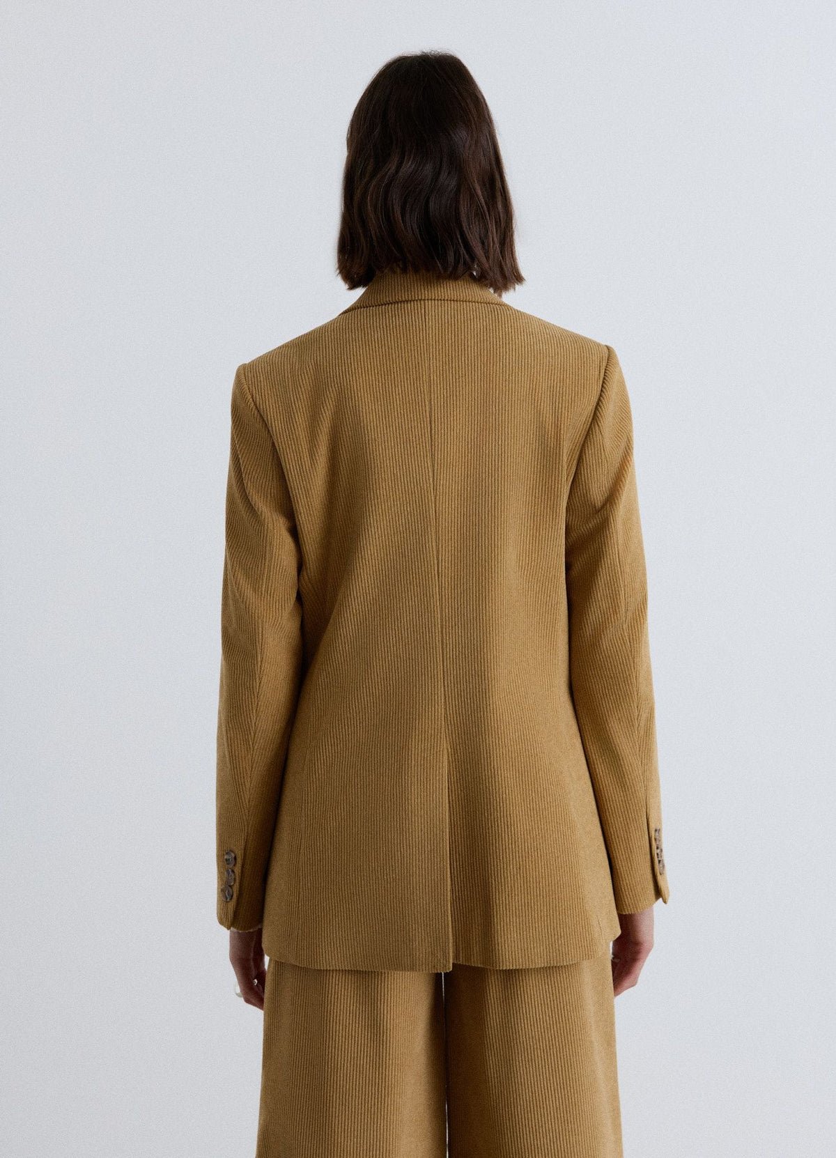 Lined ribbed blazer with flap pockets