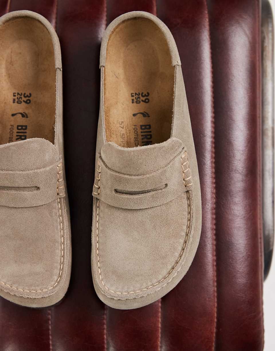 Naples mocassin en daim couleur taupe