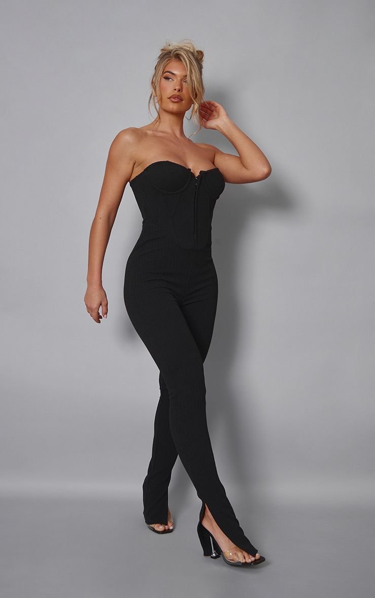 Combinaison bandeau corset côtelée