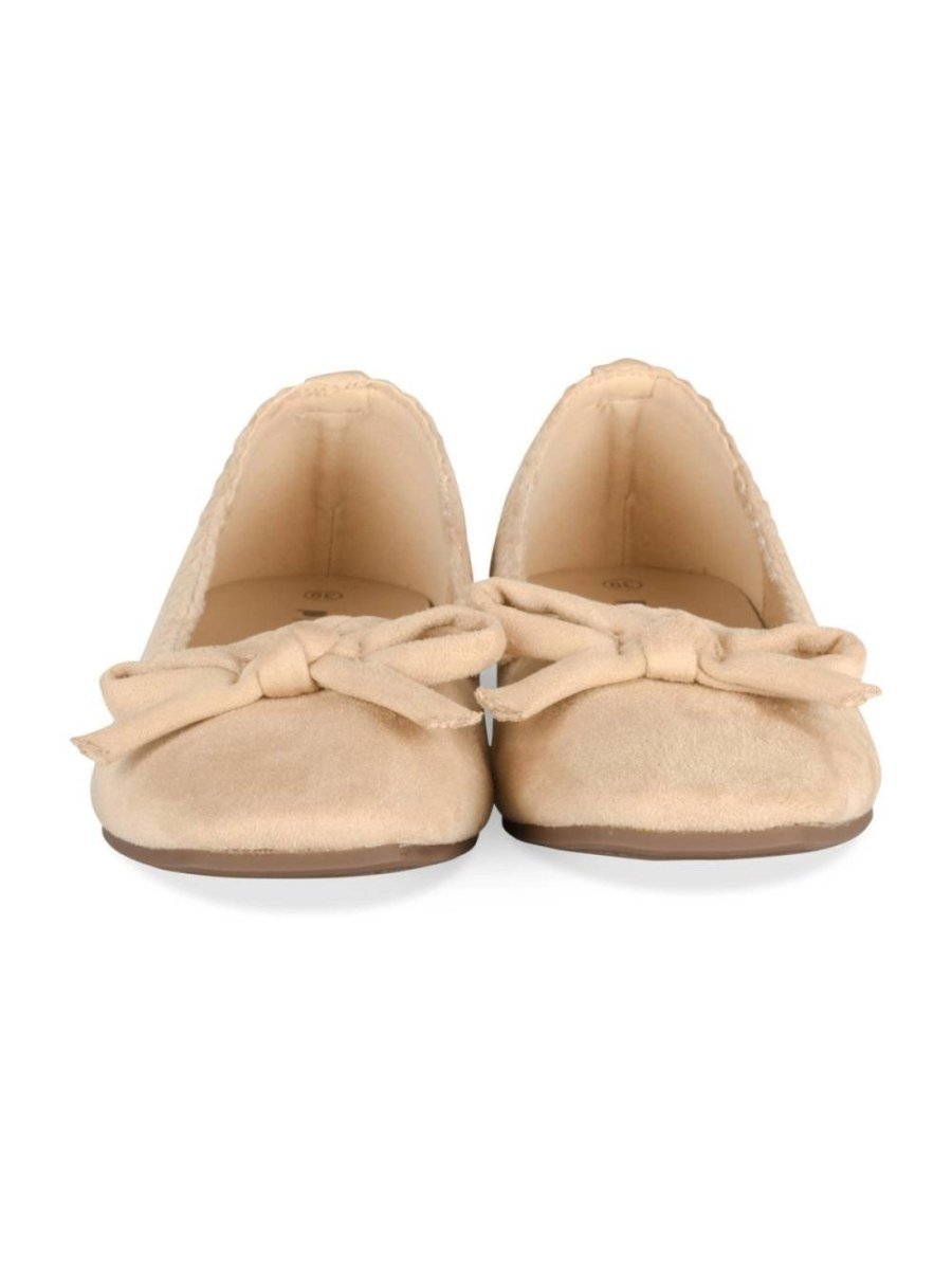 Ballerines suédine bordure tressée beige