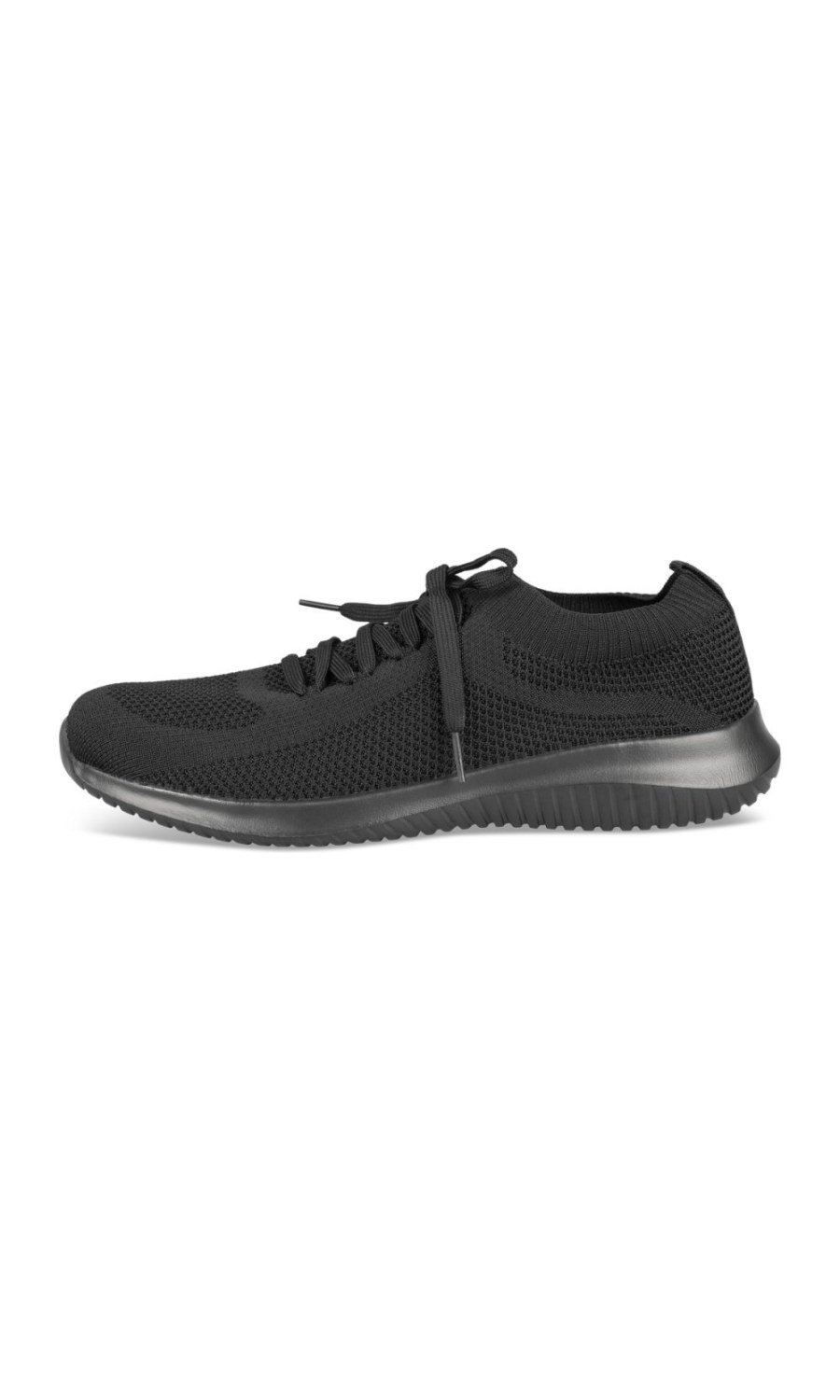 Black knit plain sneakers
