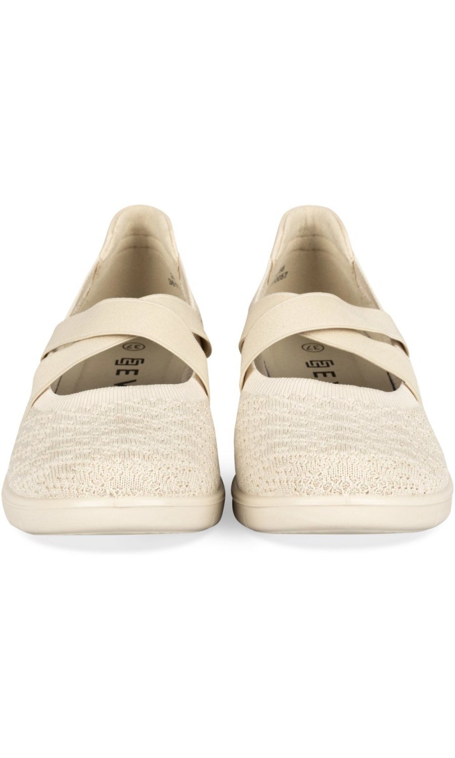 Beige knit wedge ballerinas