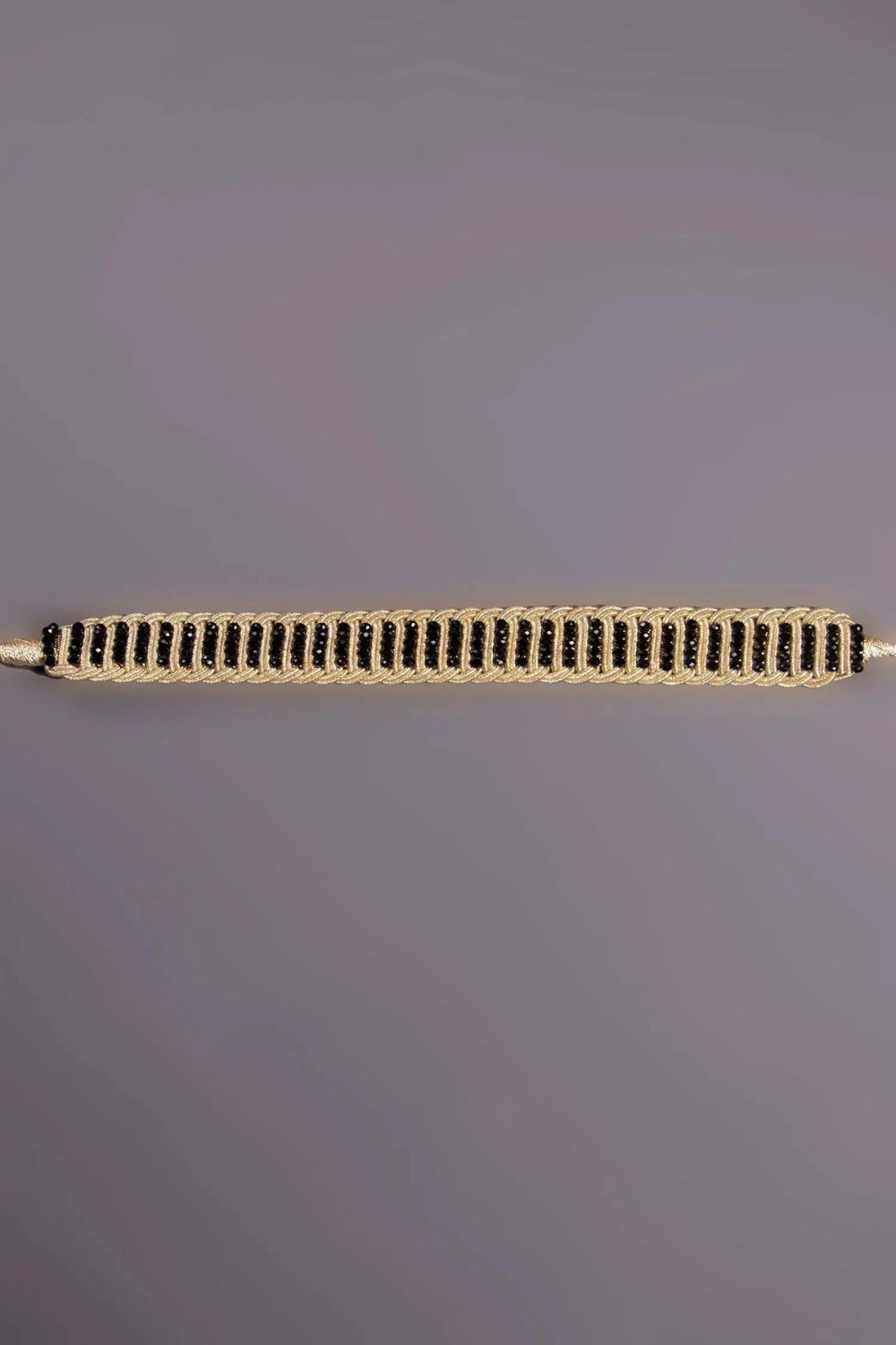 Hand-braided gold thread and bead belt