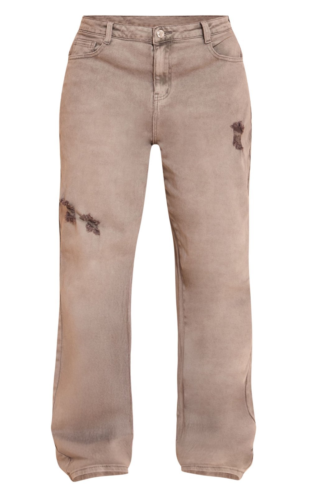 Taupe stretch high-waisted flared jeans