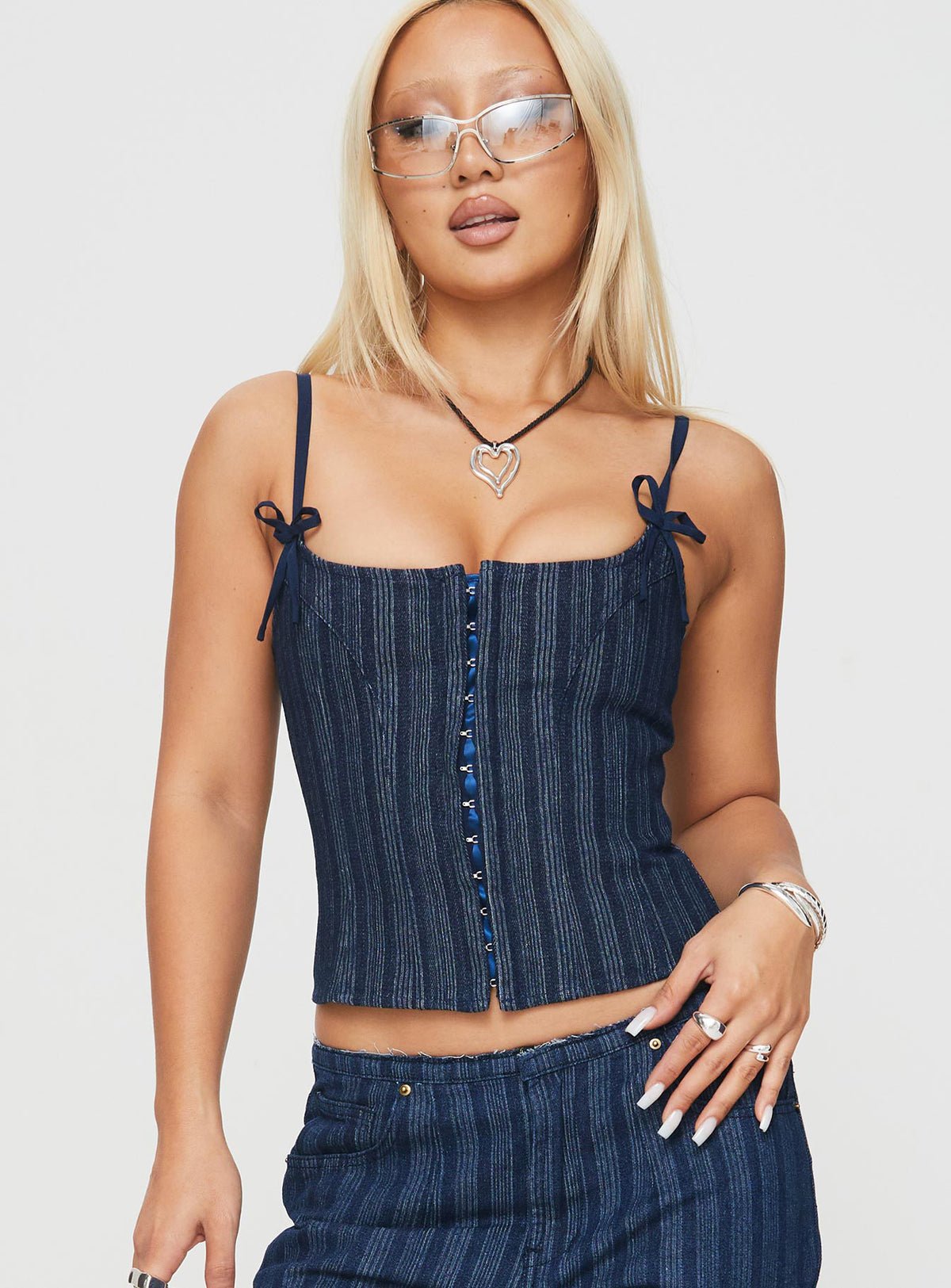 Top corset jean mkhetta b noeud