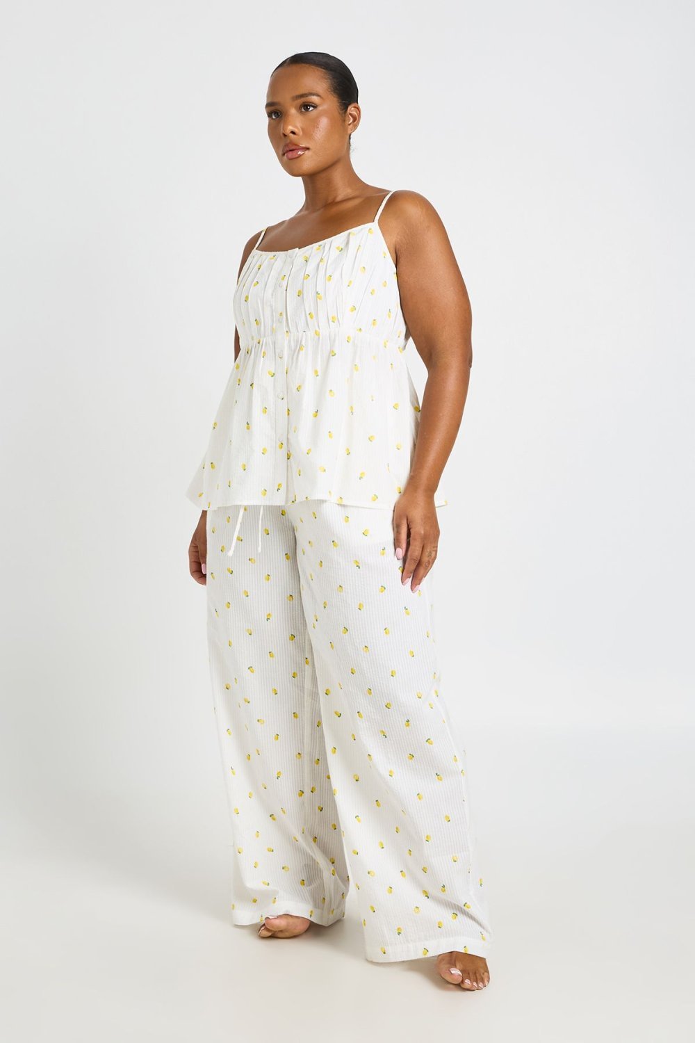 Bas de pyjama gaufré à citrons - Grande taille
