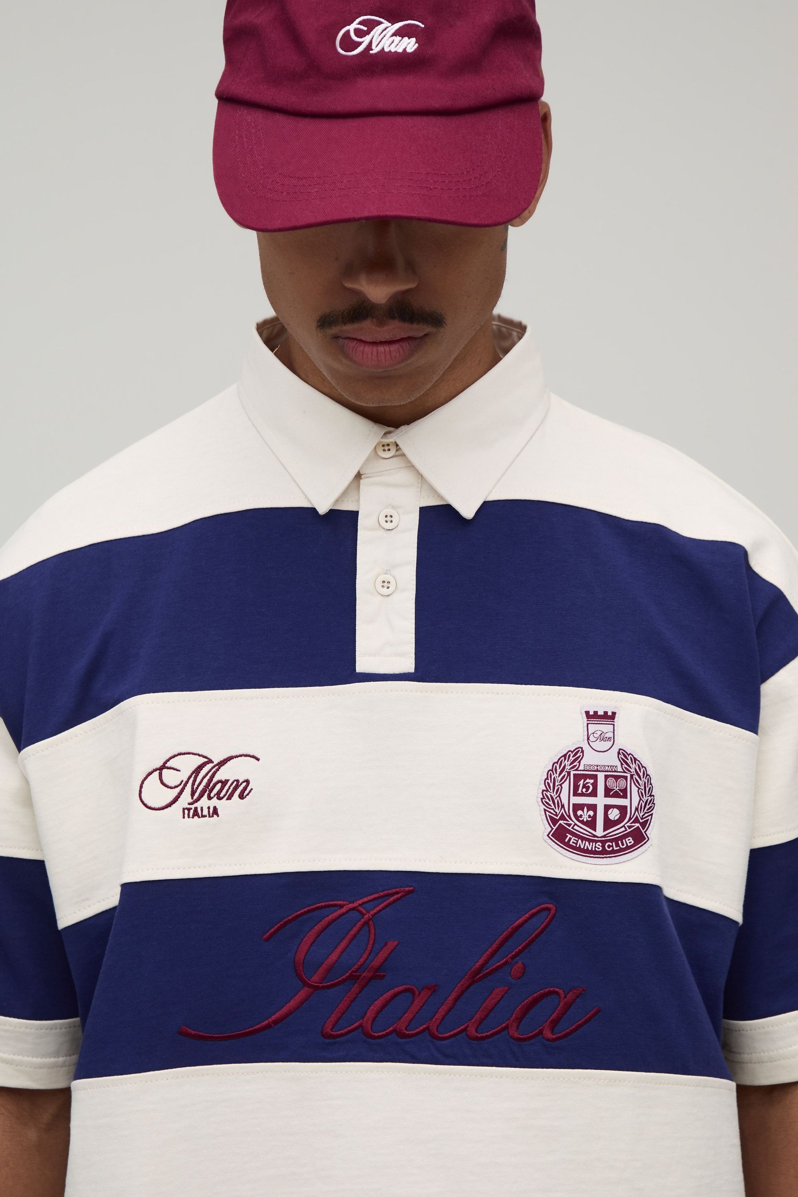 Polo rugby rayé oversize à broderie Italia